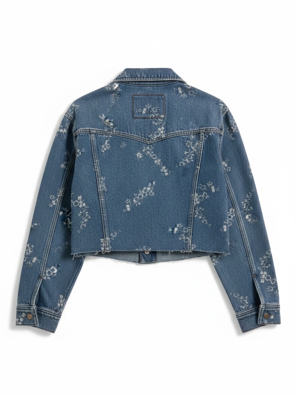 Anthropologie Pilcro Denim Jacket Womens S Blue Floral Embroidered Raw Hem - Picture 5 of 10